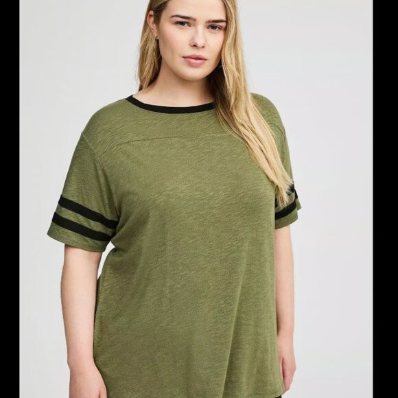 NWT Super Soft Slub Boat Neck‎ Elbow Sleeve Varsity Tee - Picture 3 of 11